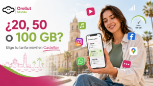 Persona utilizando datos móviles para elegir una tarifa móvil en Castellón